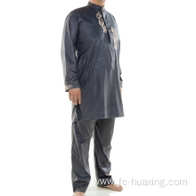 Arab Gown Men's Embroidered Thobe Round Neck